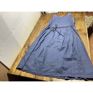 Ines De La Fressange Paris Uniqlo Linen Blend Tie Women’s Midi Dress Size Large